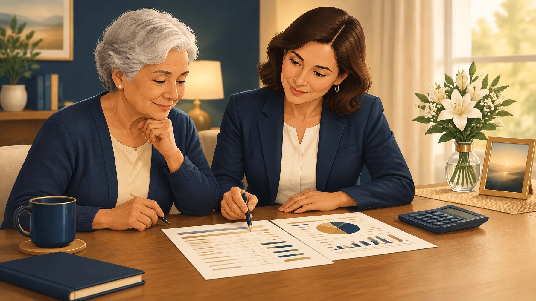 Senior reviewing a final expense budget with a trusted insurance advisor