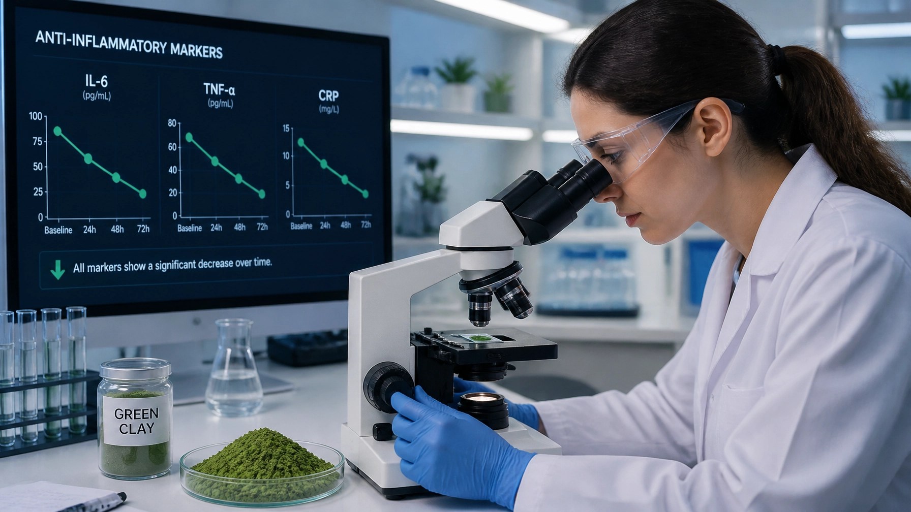 Scientist examining clay properties in a lab