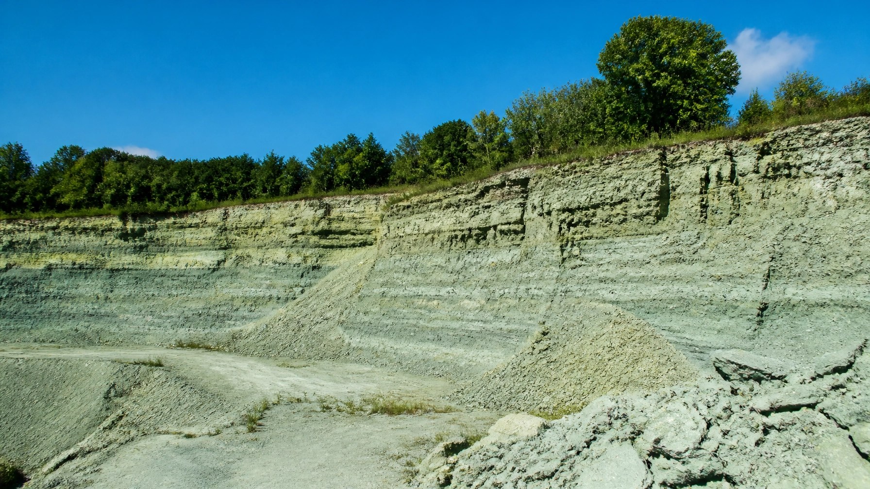 Natural landscape of a French green clay quarry