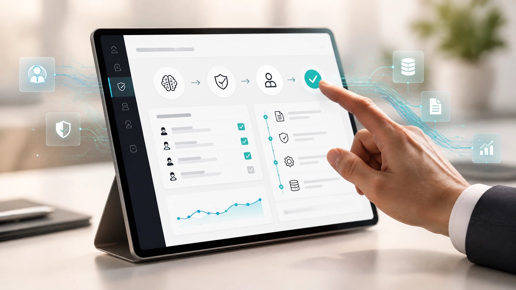 Human review of approval controls, permissions and audit pathways within a governed AI operating system