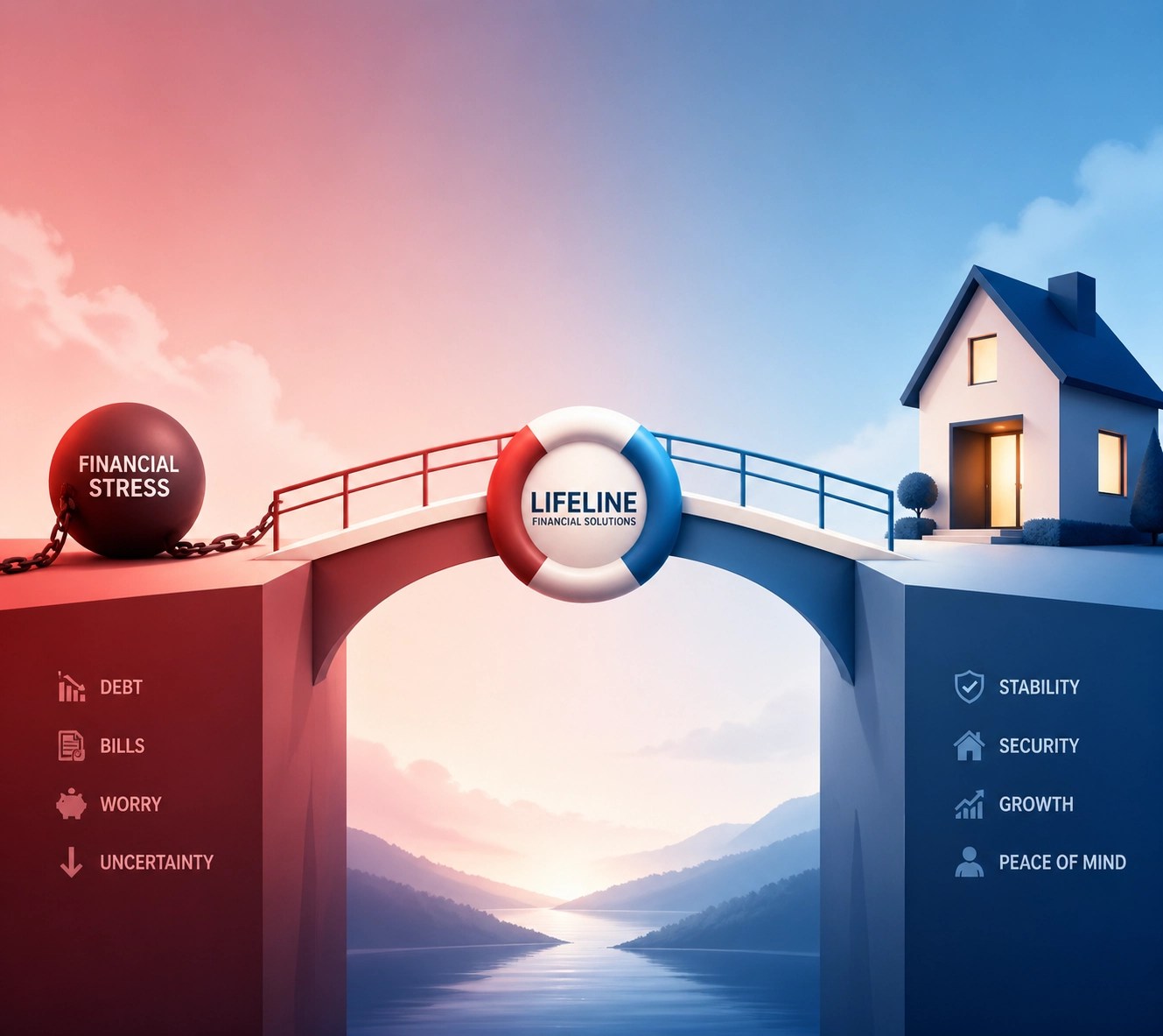 Creative graphic of a bridge symbolizing the VA's new foreclosure lifeline and partial claim program for military families.