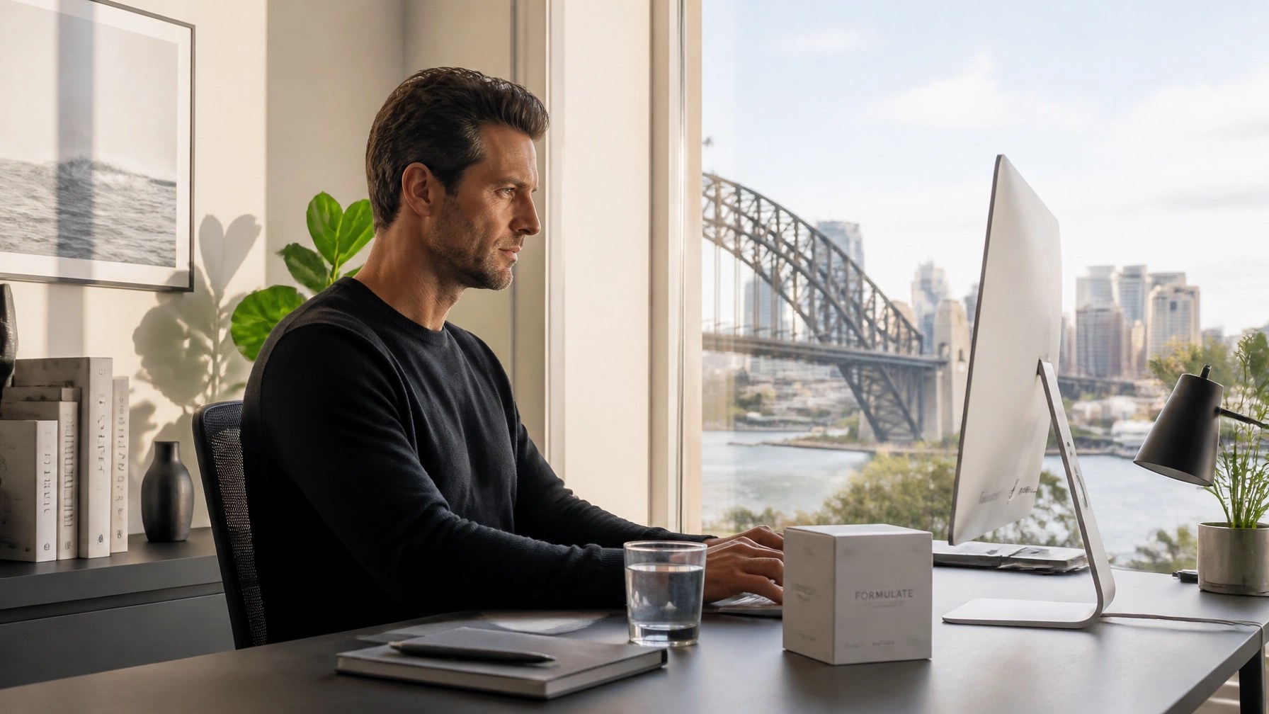 Focused professional in a modern office environment