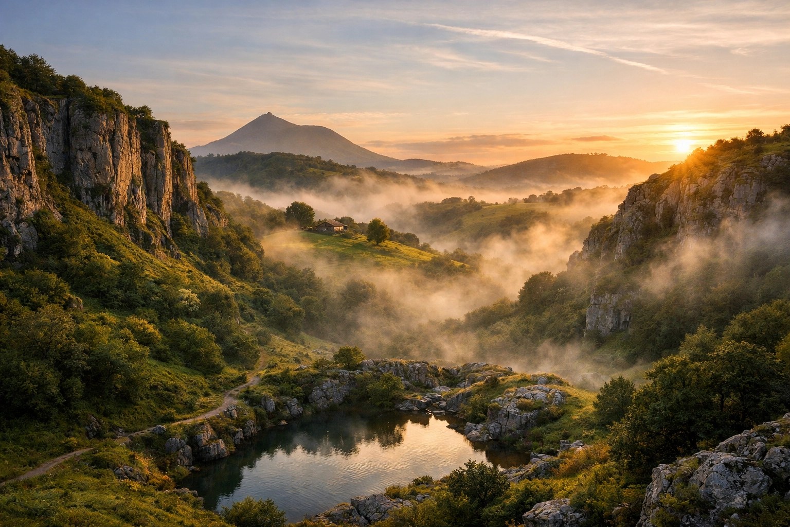 Lush French countryside landscape representing the pure mineral source of French green clay for detox.