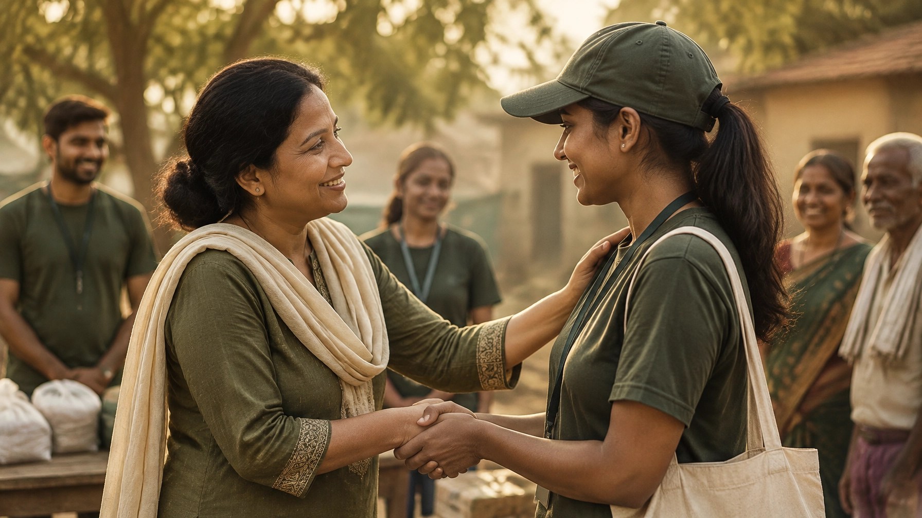 A coordinator thanks a volunteer after a community activity