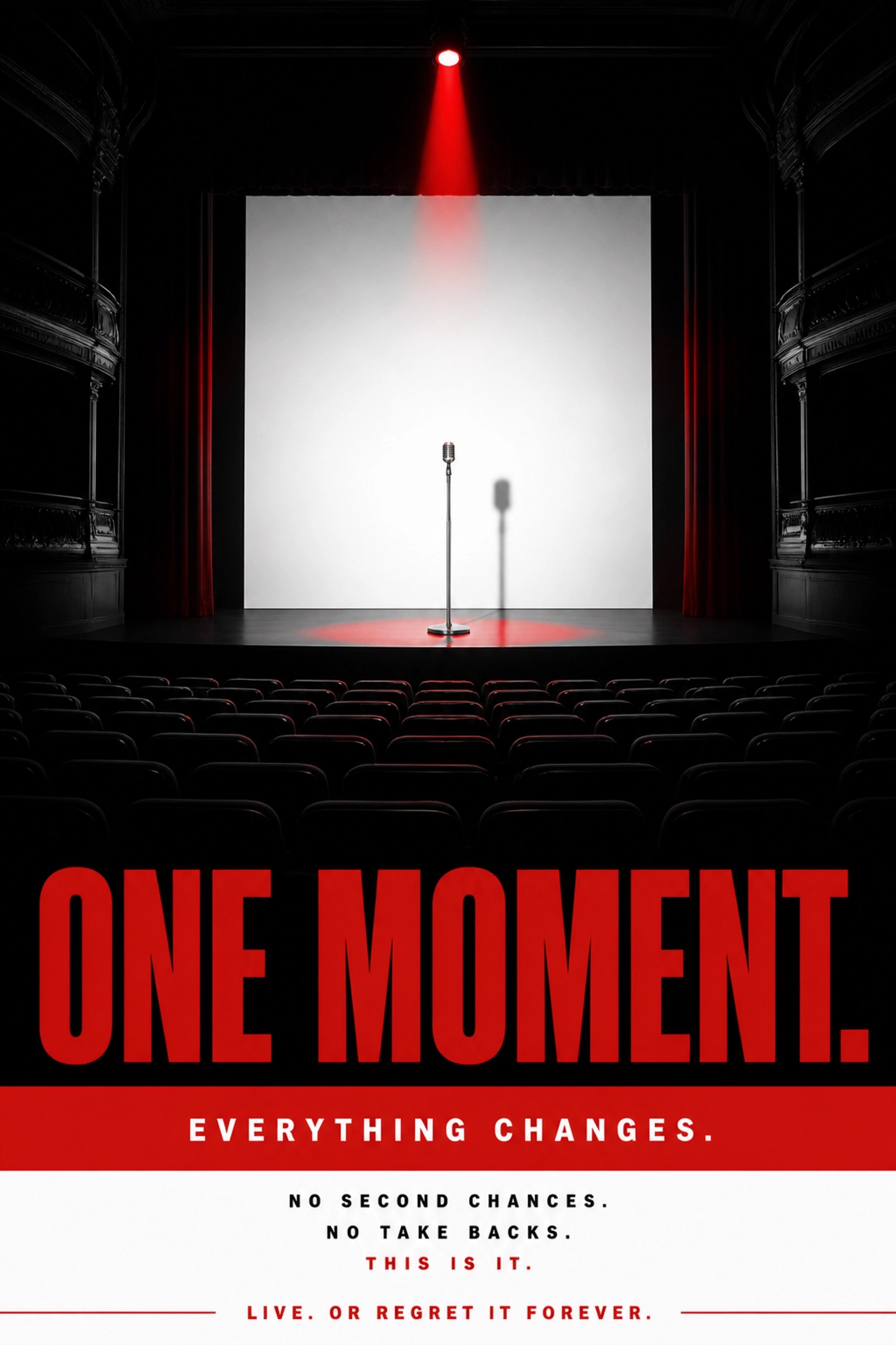 A solitary spotlight on a stage microphone, highlighting the mental health and pressure on Black entertainers.