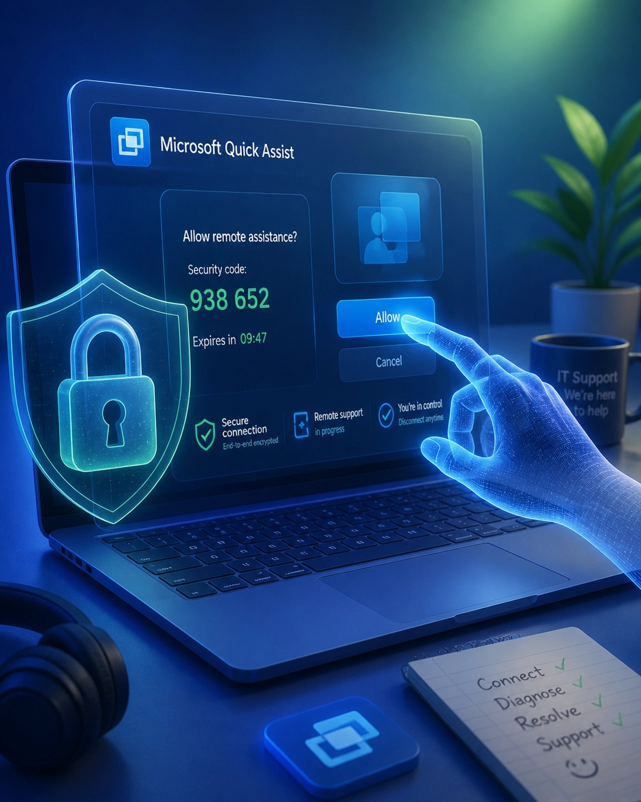 Remote IT support visualization with Microsoft Quick Assist