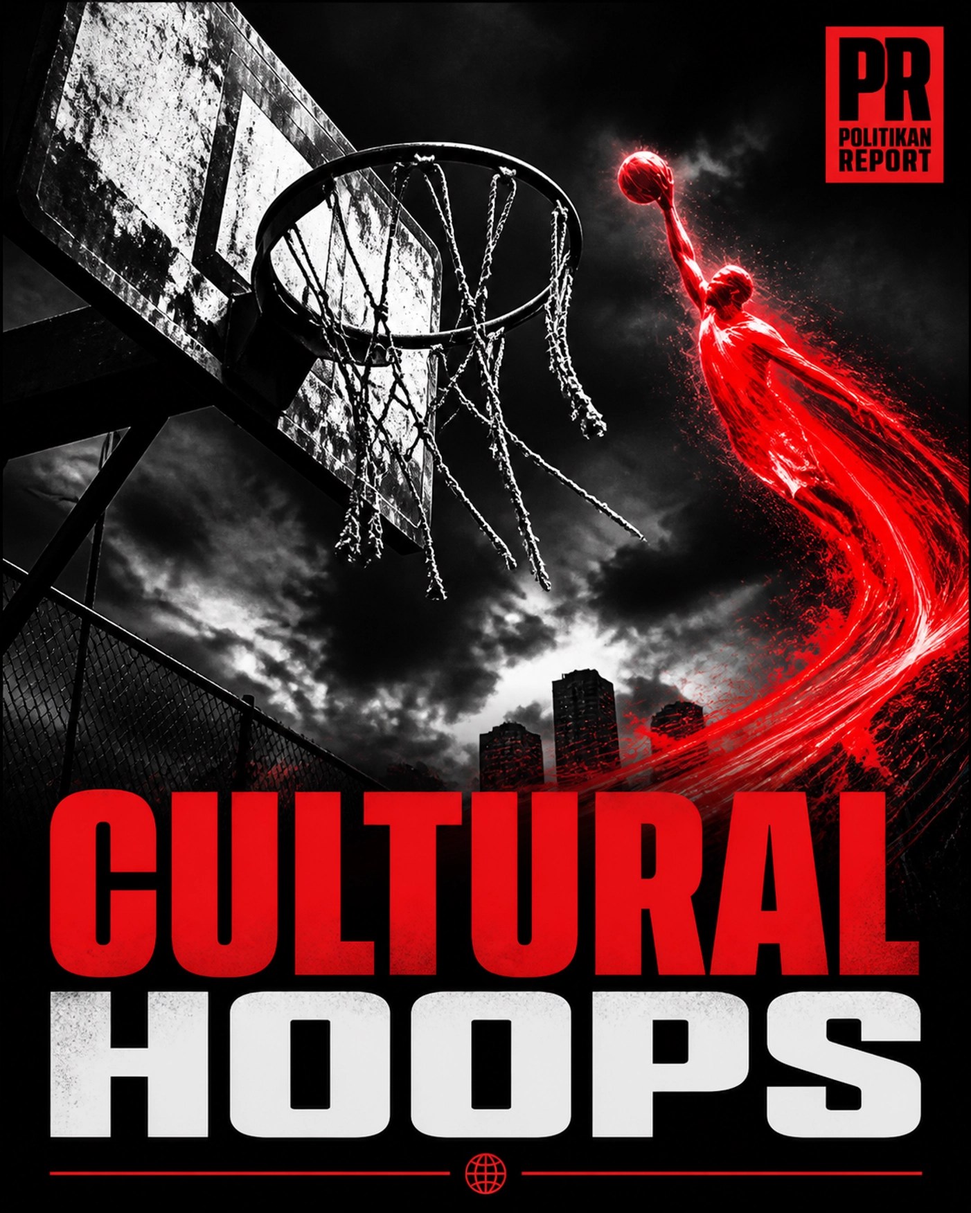 Gritty urban basketball rim representing the energy of NBA playoffs and West Coast cultural hoops.