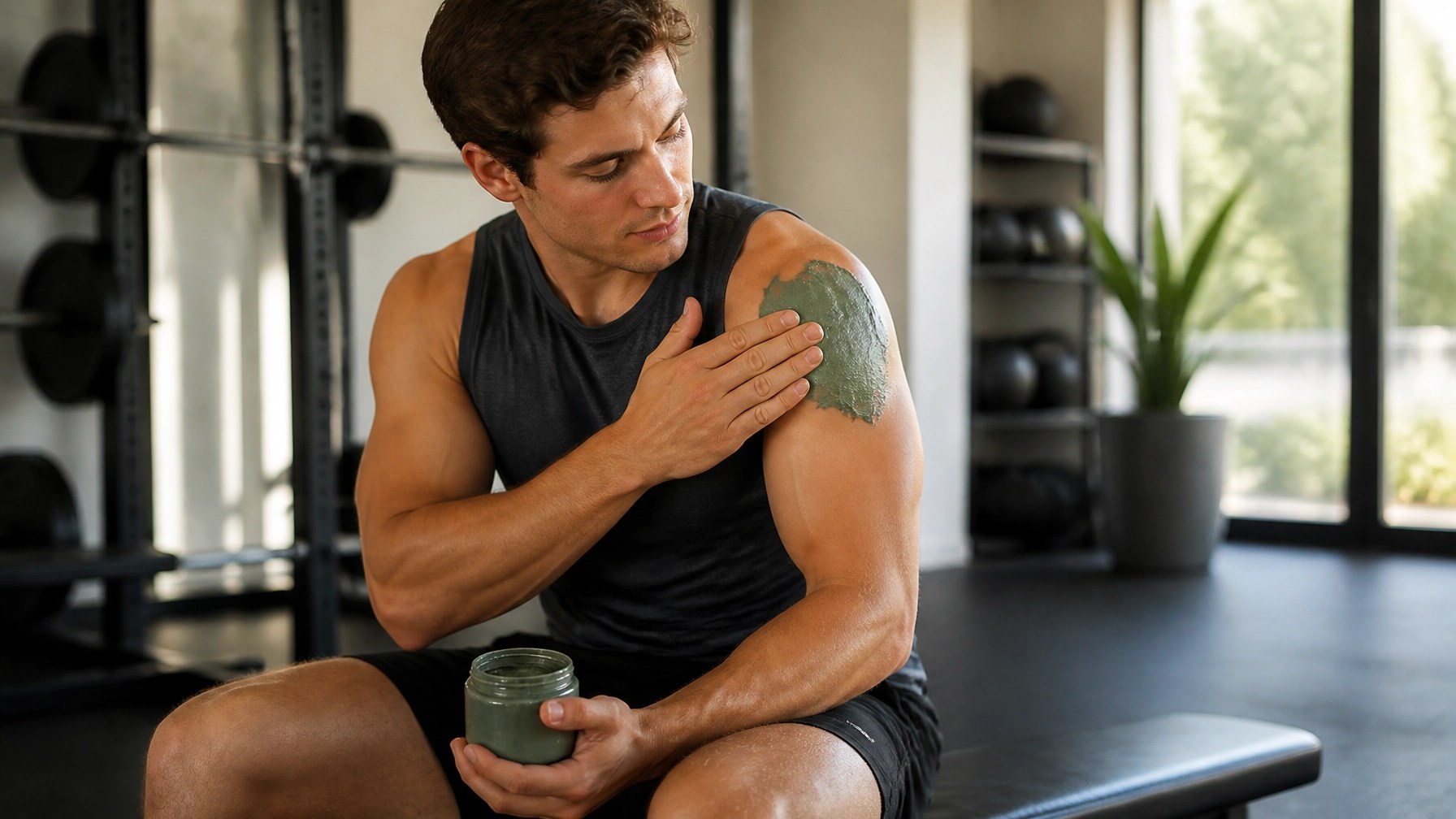 Athlete applying clay