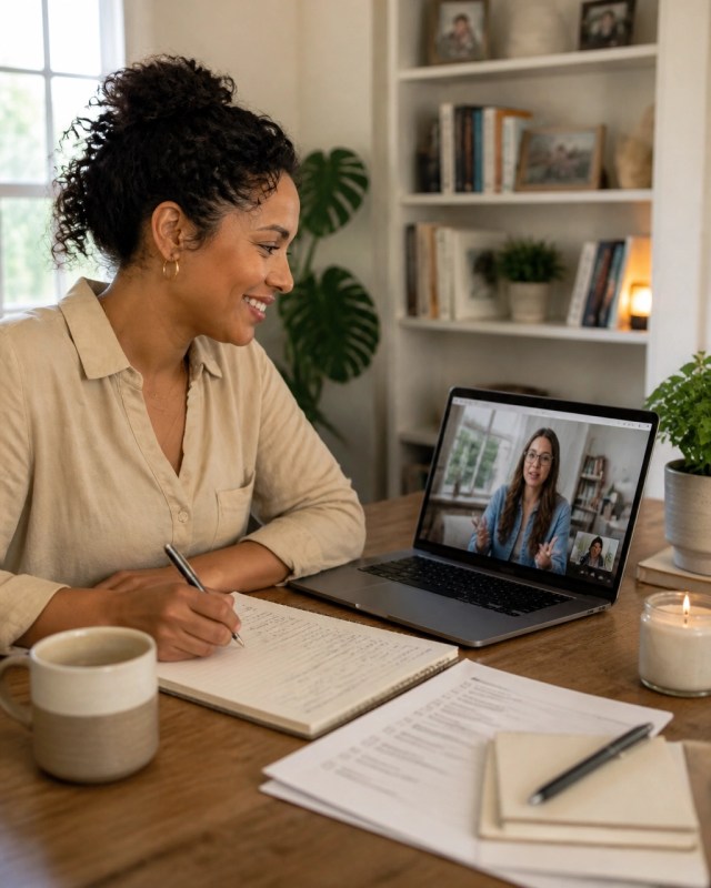 Consultant organizing client discovery notes and a project checklist