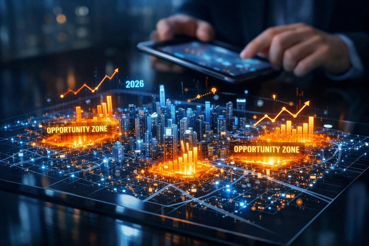 Digital map showing data-driven real estate market trends and opportunity zones for investors in 2026.