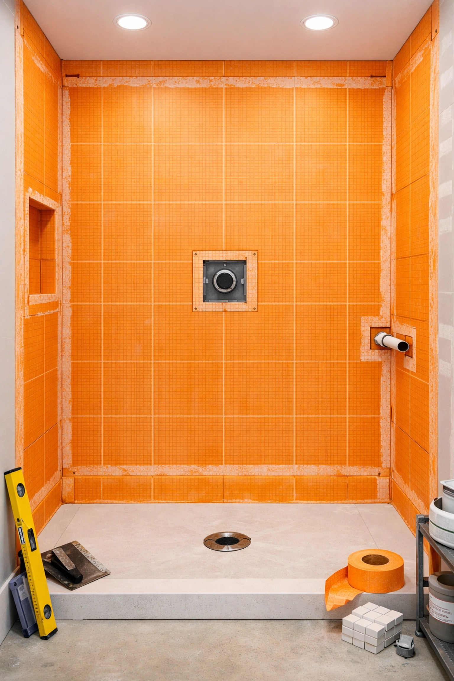 Installation technique d'une membrane d'étanchéité de douche en Mauricie