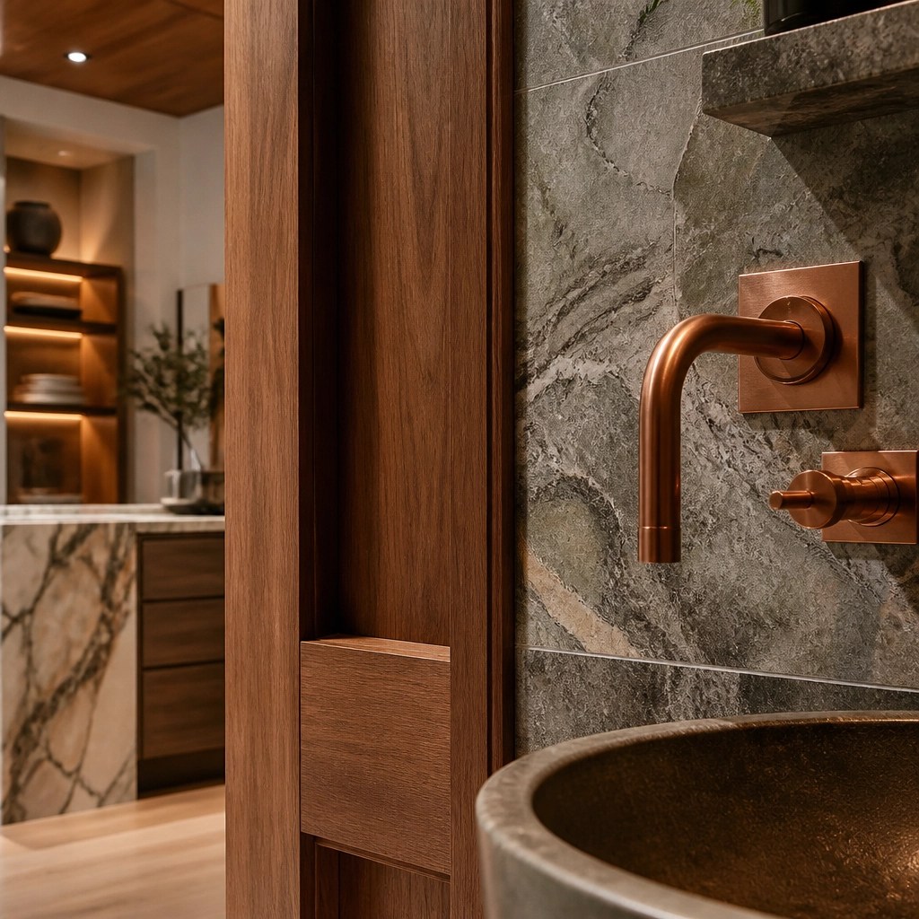 High-quality construction materials including stone, wood, and metal