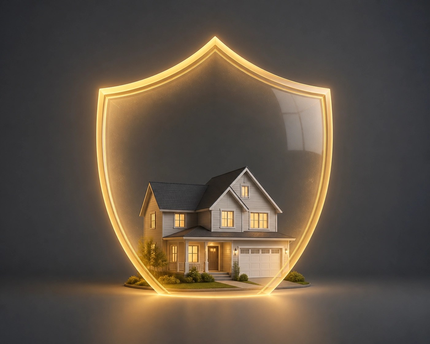 Protective shield over a family home, symbolizing the financial safety net provided by final expense insurance.