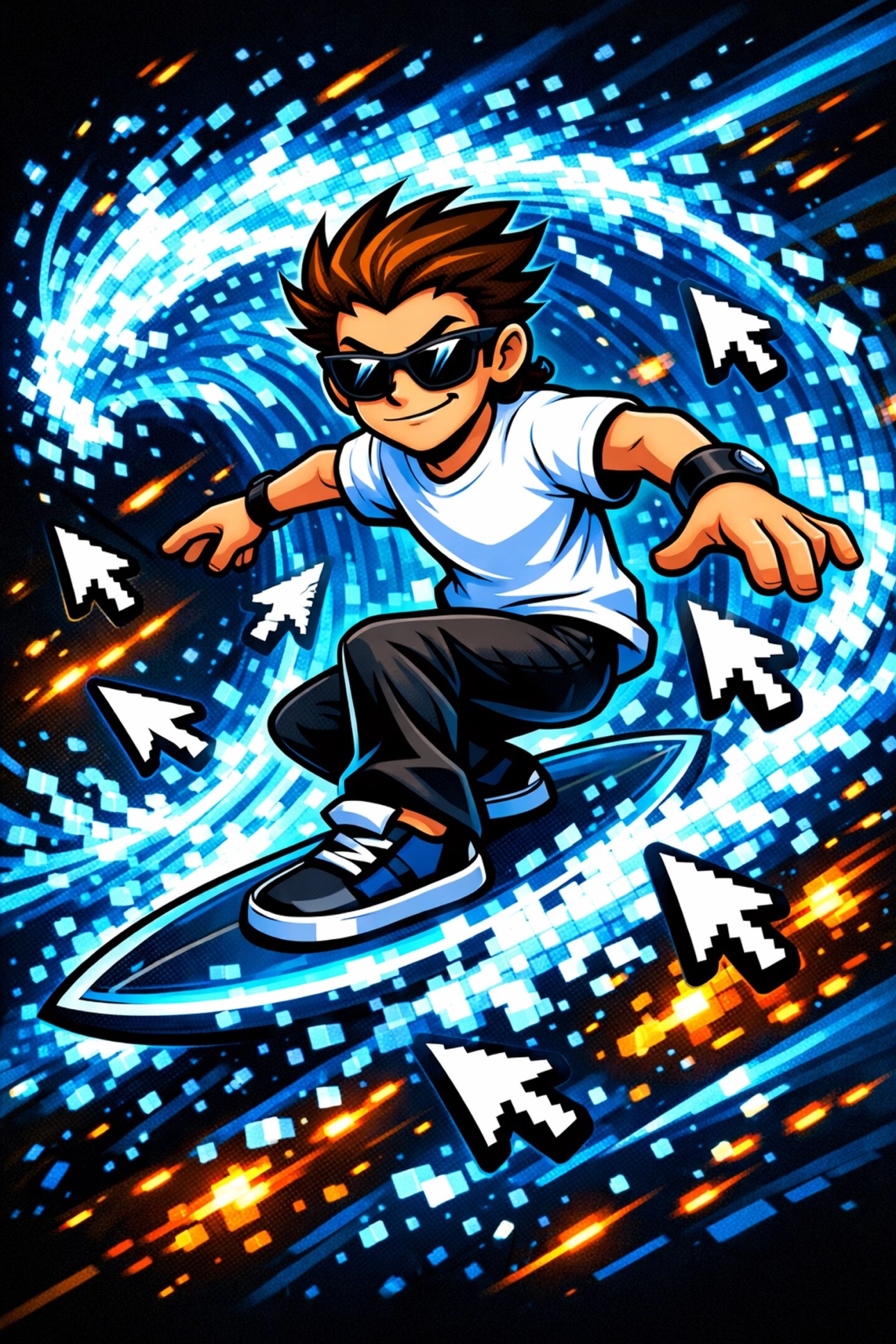 Surfing the digital trend wave in a high-quality Wise Ass funny pop culture shirt.