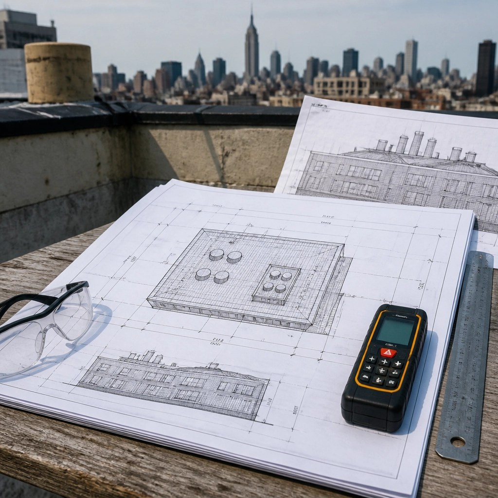Technical review of NYC rooftop stack locations, setbacks, and mechanical plans
