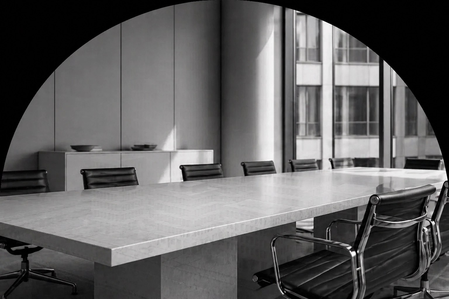 Minimalist modern boardroom with sleek interior