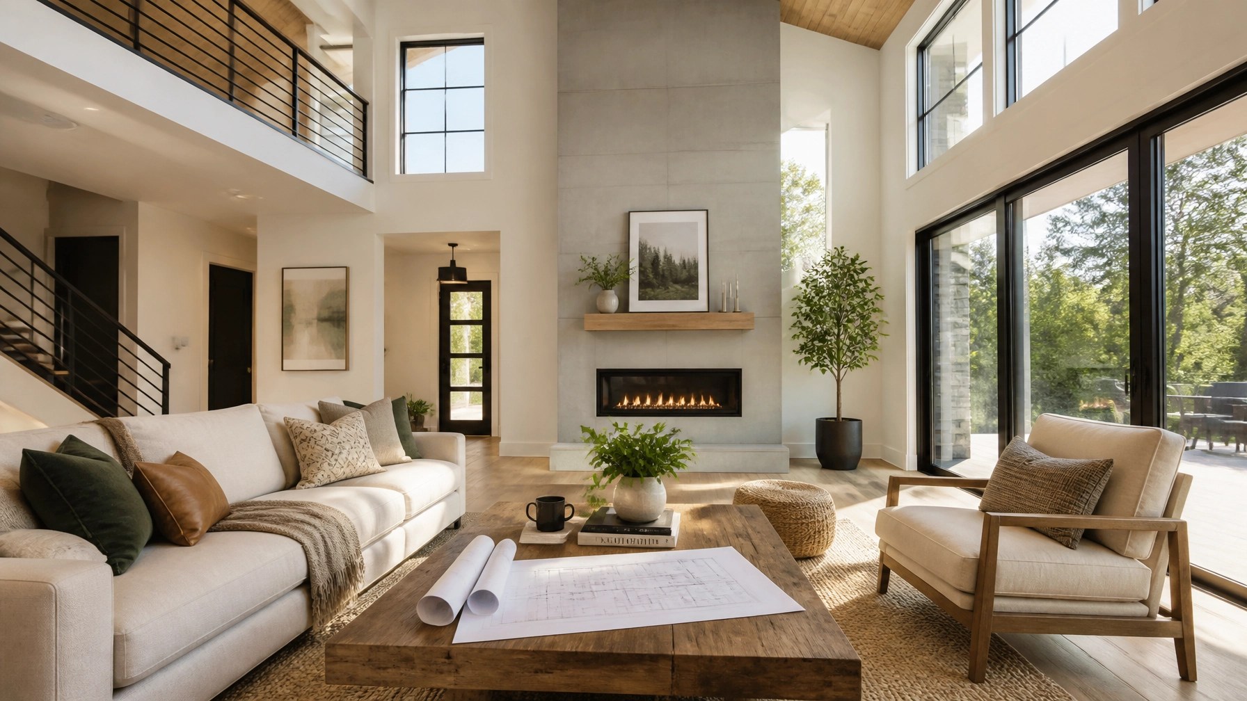 Bright modern interior highlighting natural light and energy efficiency