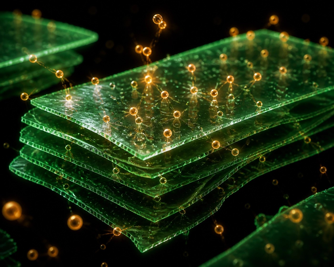 Microscopic view of green clay crystalline structure attracting positively charged toxins for deep detox.