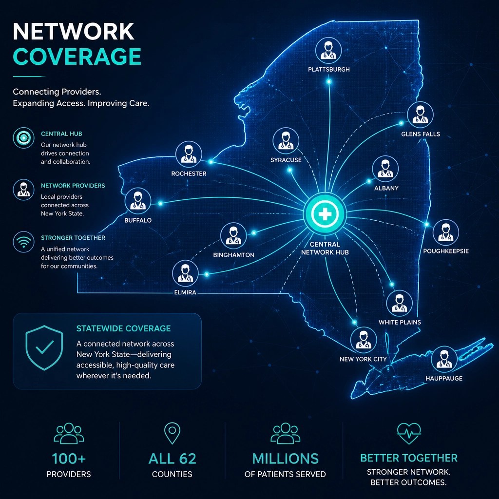 Network map of New York doctors and coverage areas