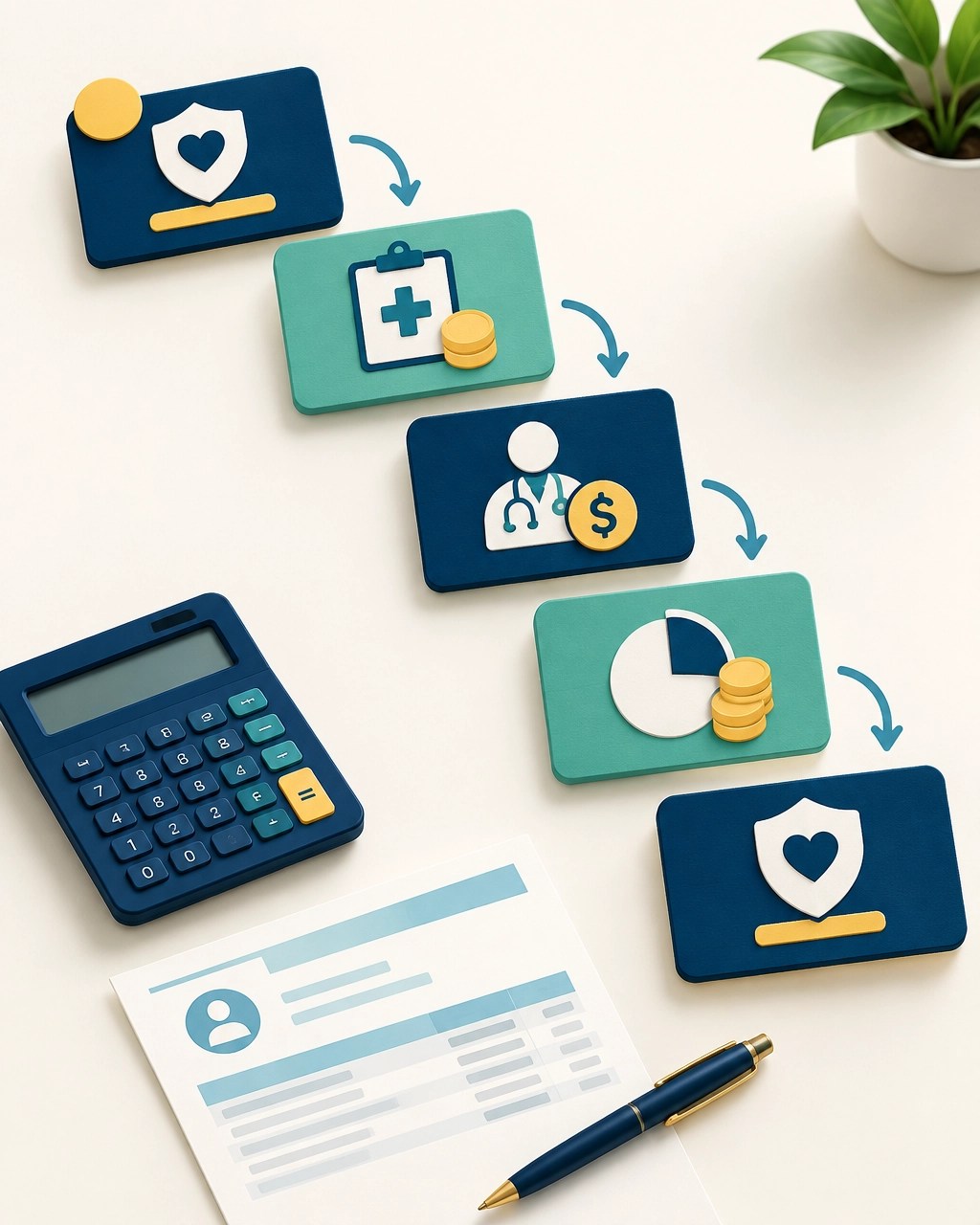 Simple visual representation of health insurance cost-sharing concepts