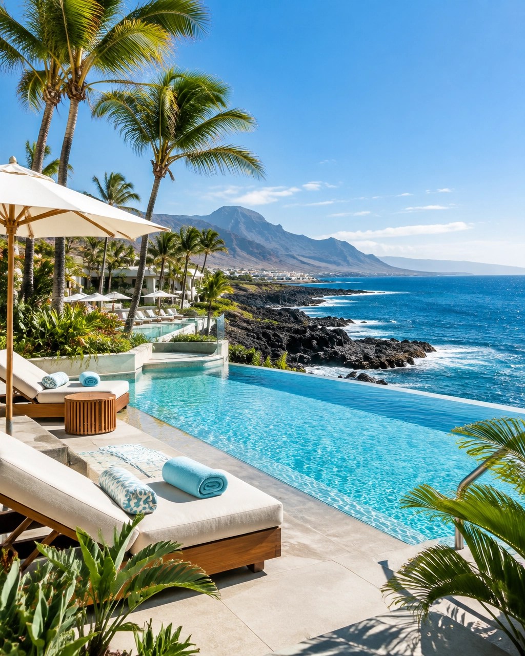 Quiet all-inclusive beach resort in southern Tenerife with turquoise Atlantic water and October sunshine