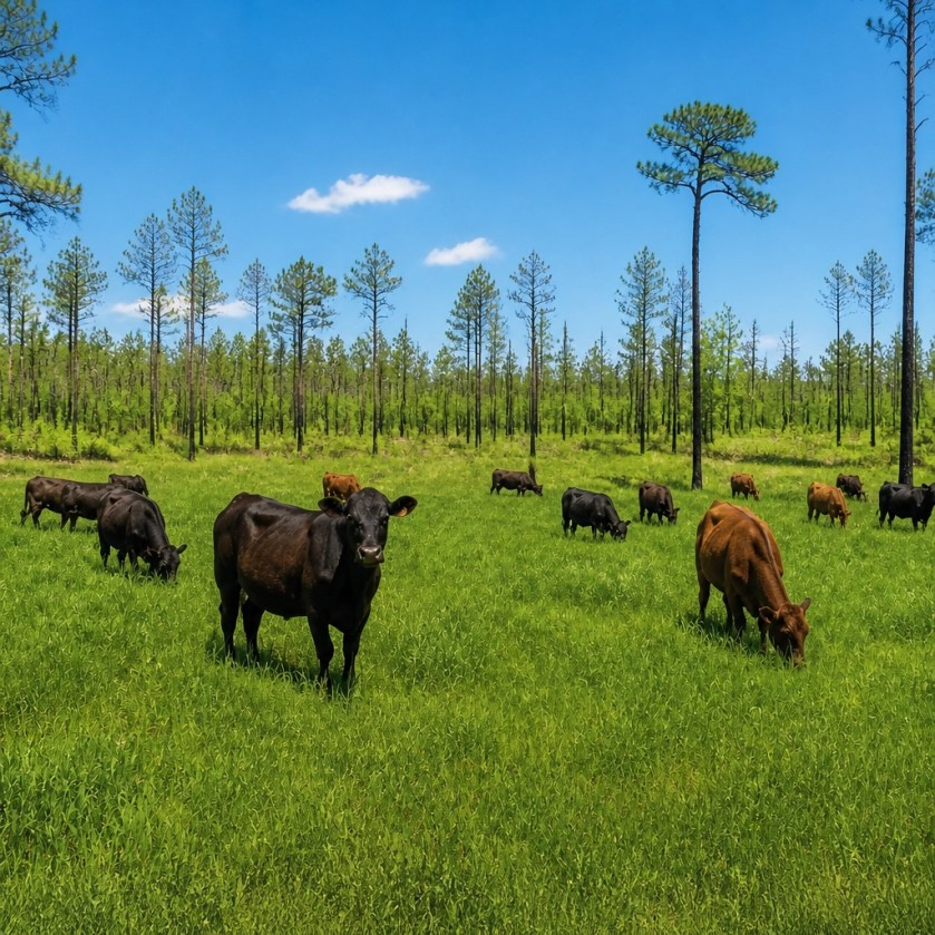 Cattle grazing on lush green grass following a prescribed burn