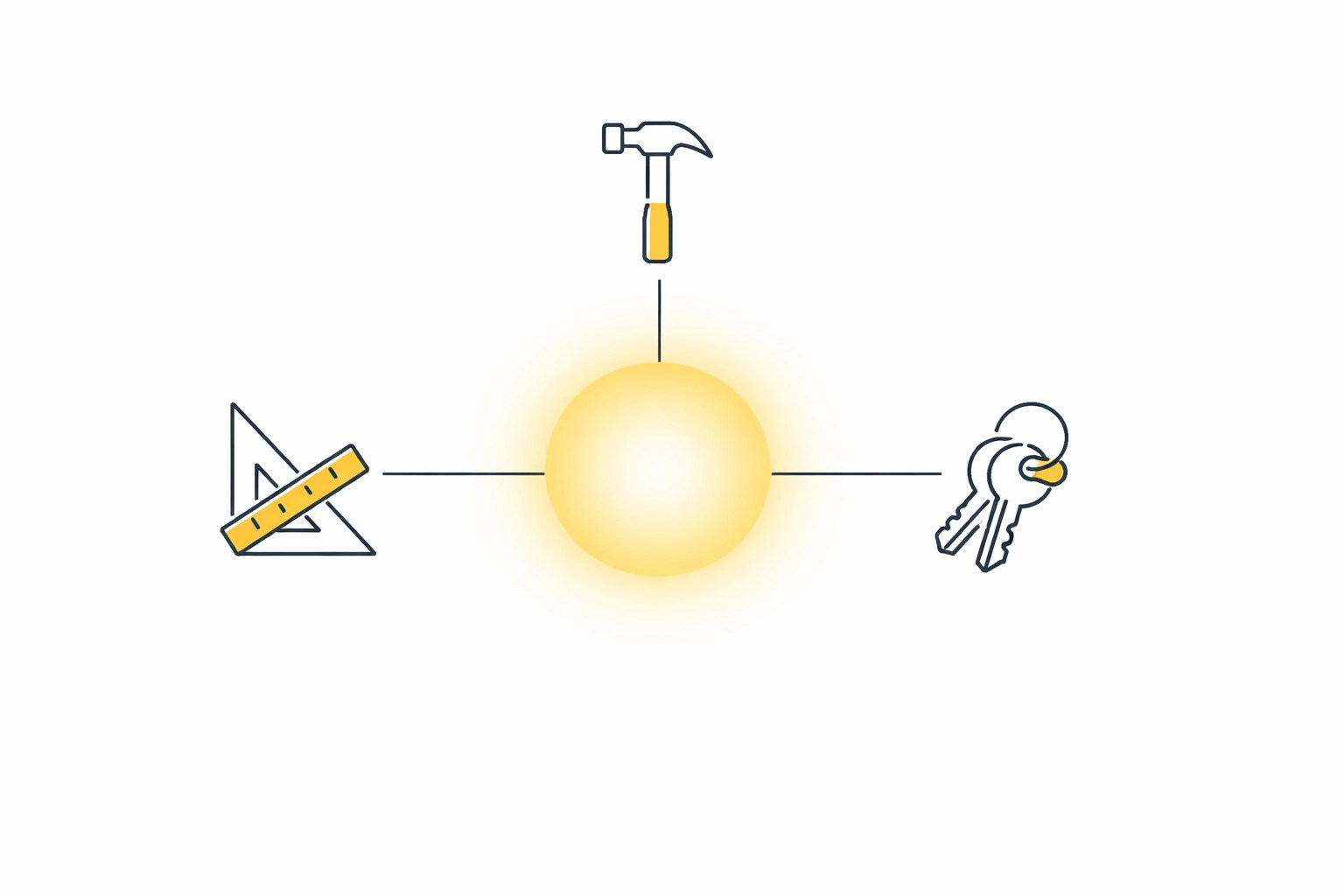 Graphic representing a single-vendor construction solution for efficient and professional home building.
