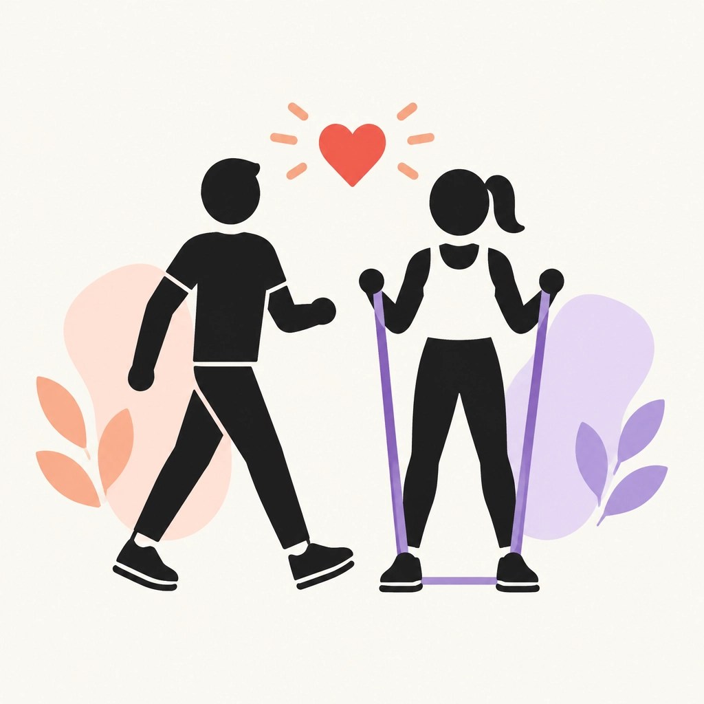 Two adults doing accessible low-impact activities together