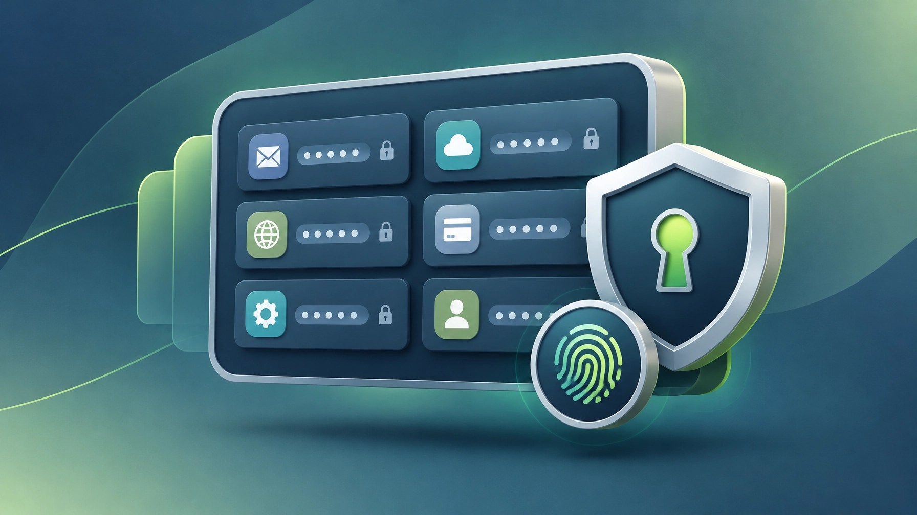 Secure password vault with shield and passkey cues