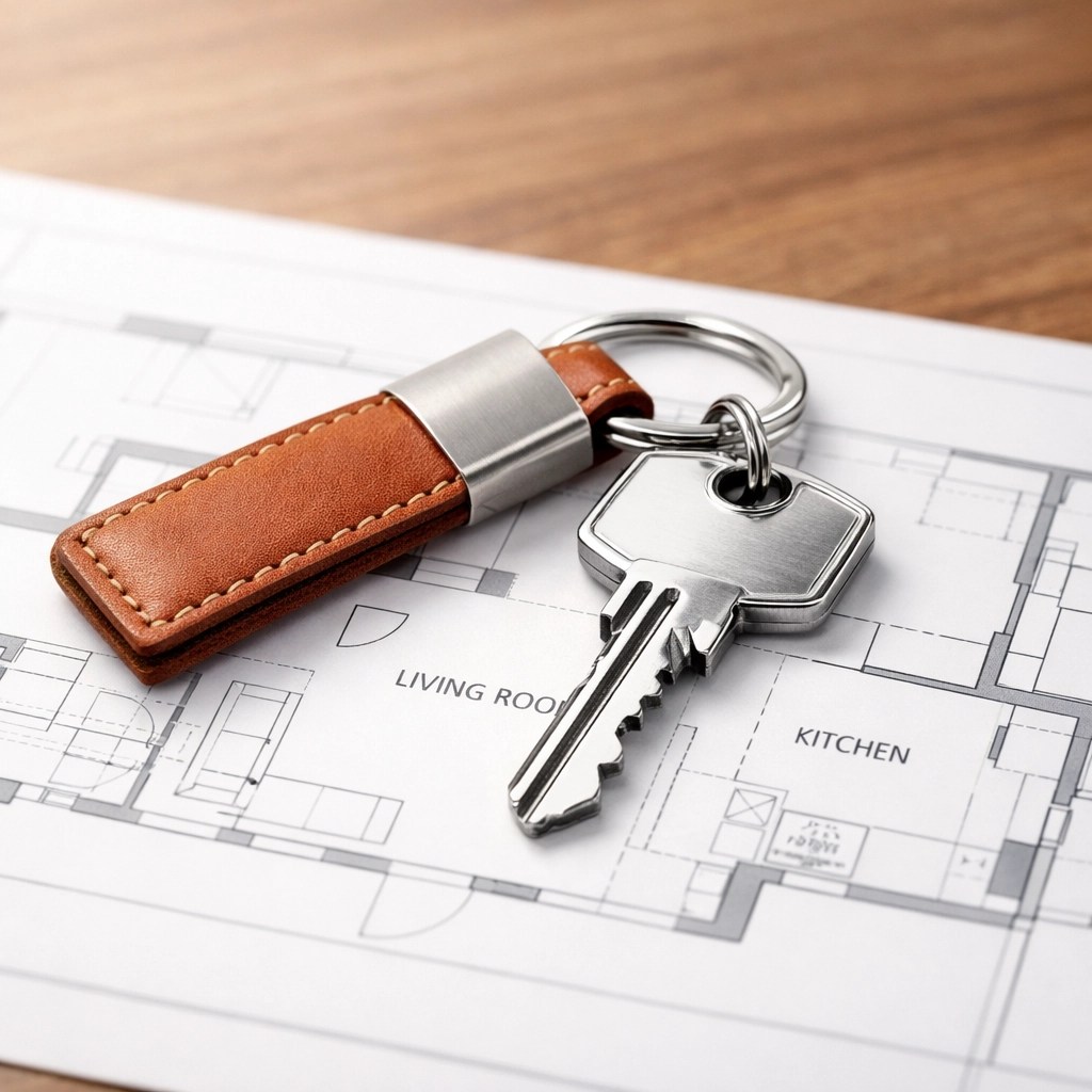 House keys on a home floor plan symbolizing a successful real estate closing in Milton, GA.