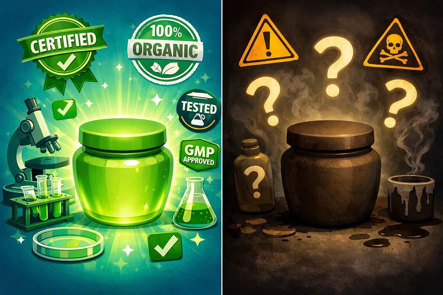 Certified healing clay with third-party testing vs uncertified clay products comparison