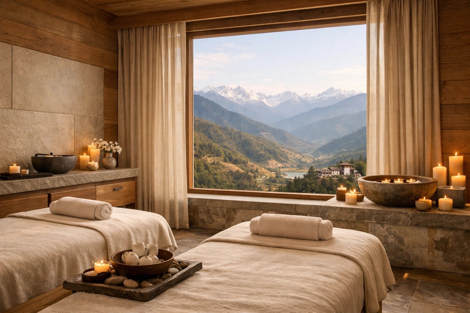 Luxury Wellness Spa Setting with Himalayan View