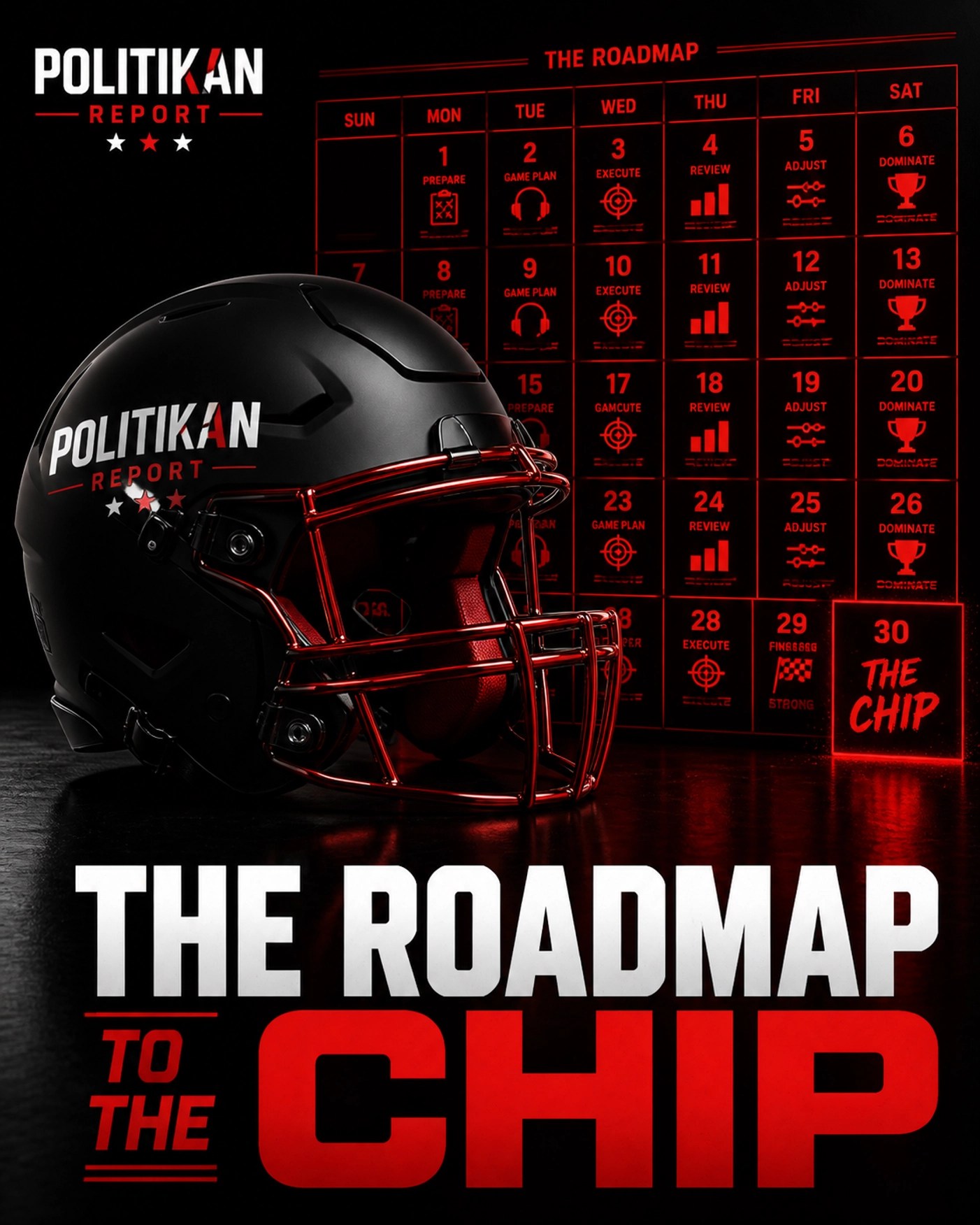 Matte black football helmet with red accents representing the NFL schedule release and sports business.