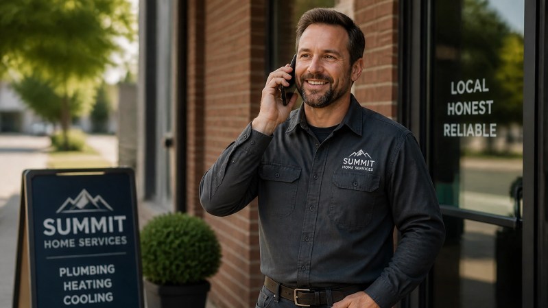 Local service business owner engaging with a client outside
