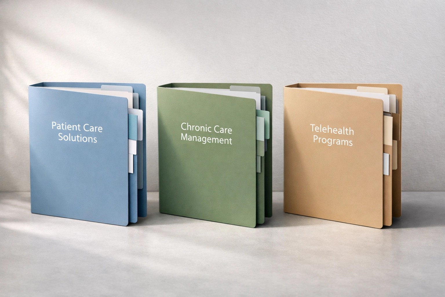 Three customized healthcare solution packages showing personalized approach to value-based care sales