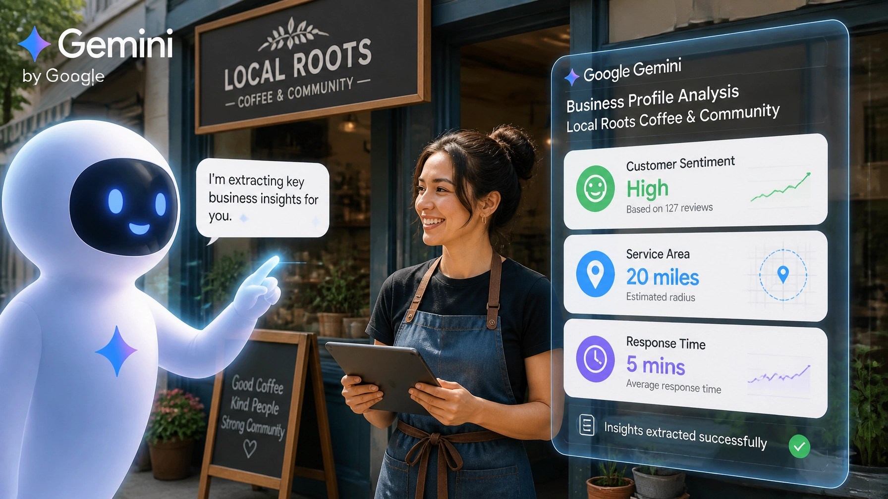 Google Gemini AI analyzing a local business storefront for data points