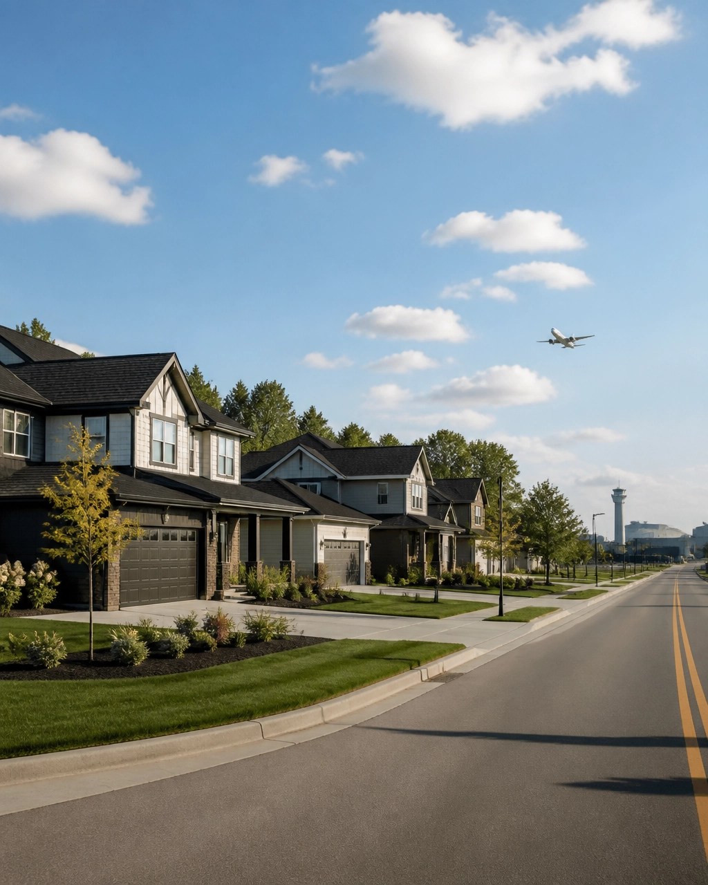Modern Huber Heights, Ohio suburban housing near regional transportation routes