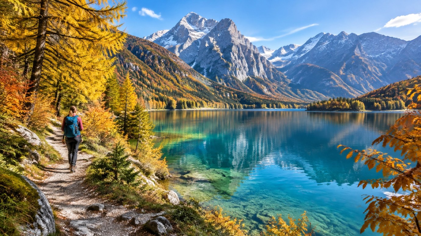 Autumn colors around Lake Bohinj in the Slovenian Alps