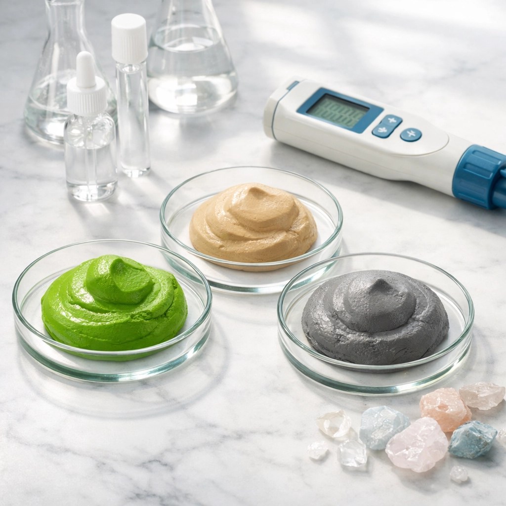 Laboratory testing food-grade clay samples for heavy metals and purity certification