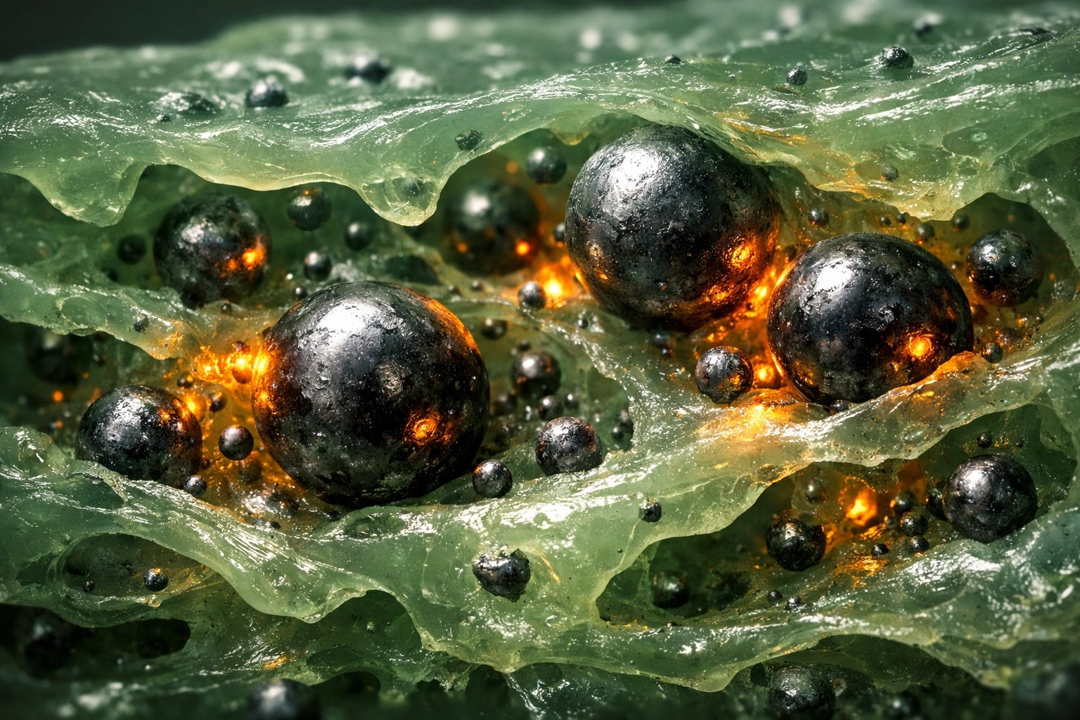 Microscopic view showing heavy metal contamination particles in non-food grade clay