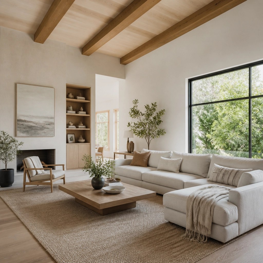 A bright and clean modern living room, representing the comfort of a well-financed home.