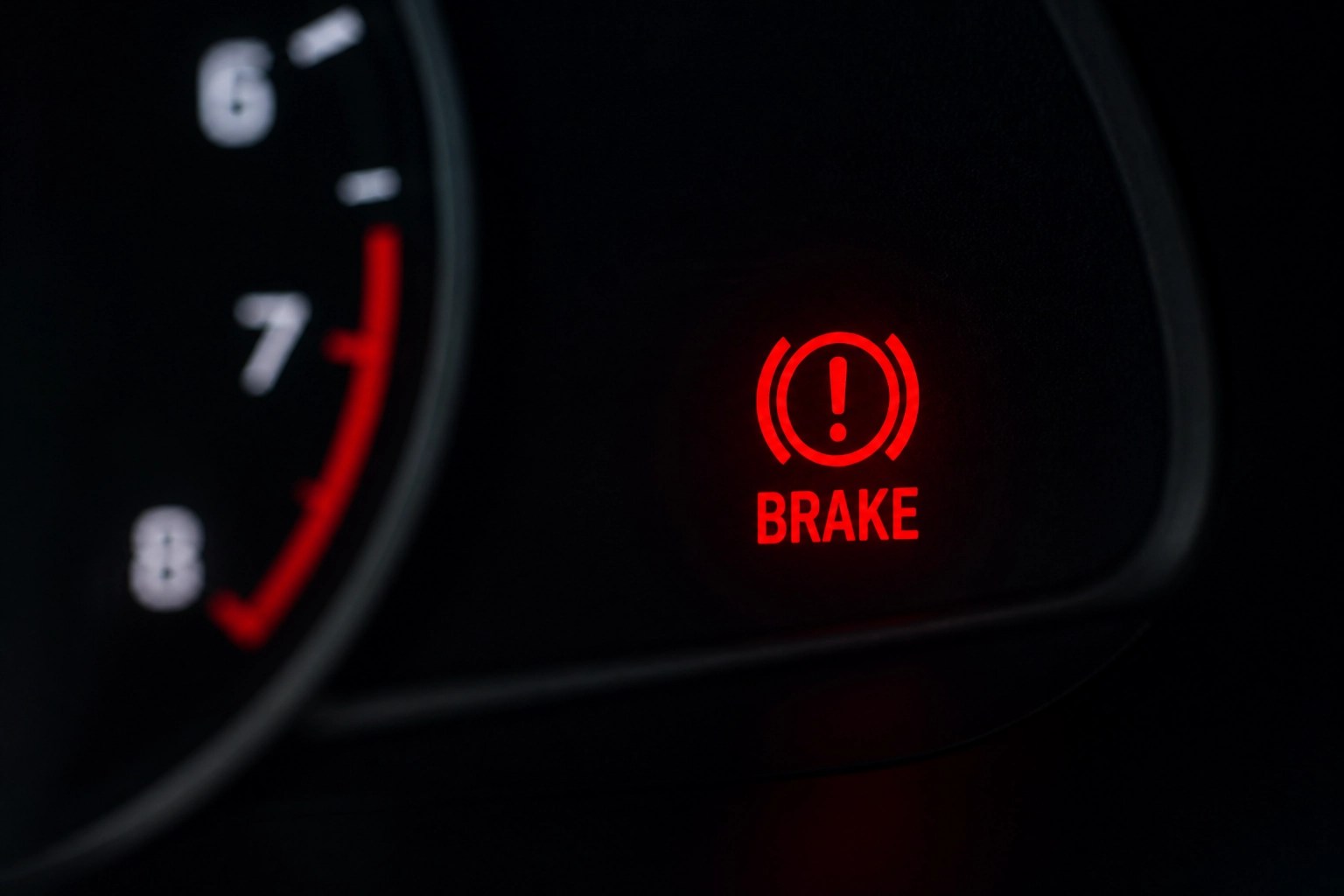 Modern car digital dashboard brake warning icon
