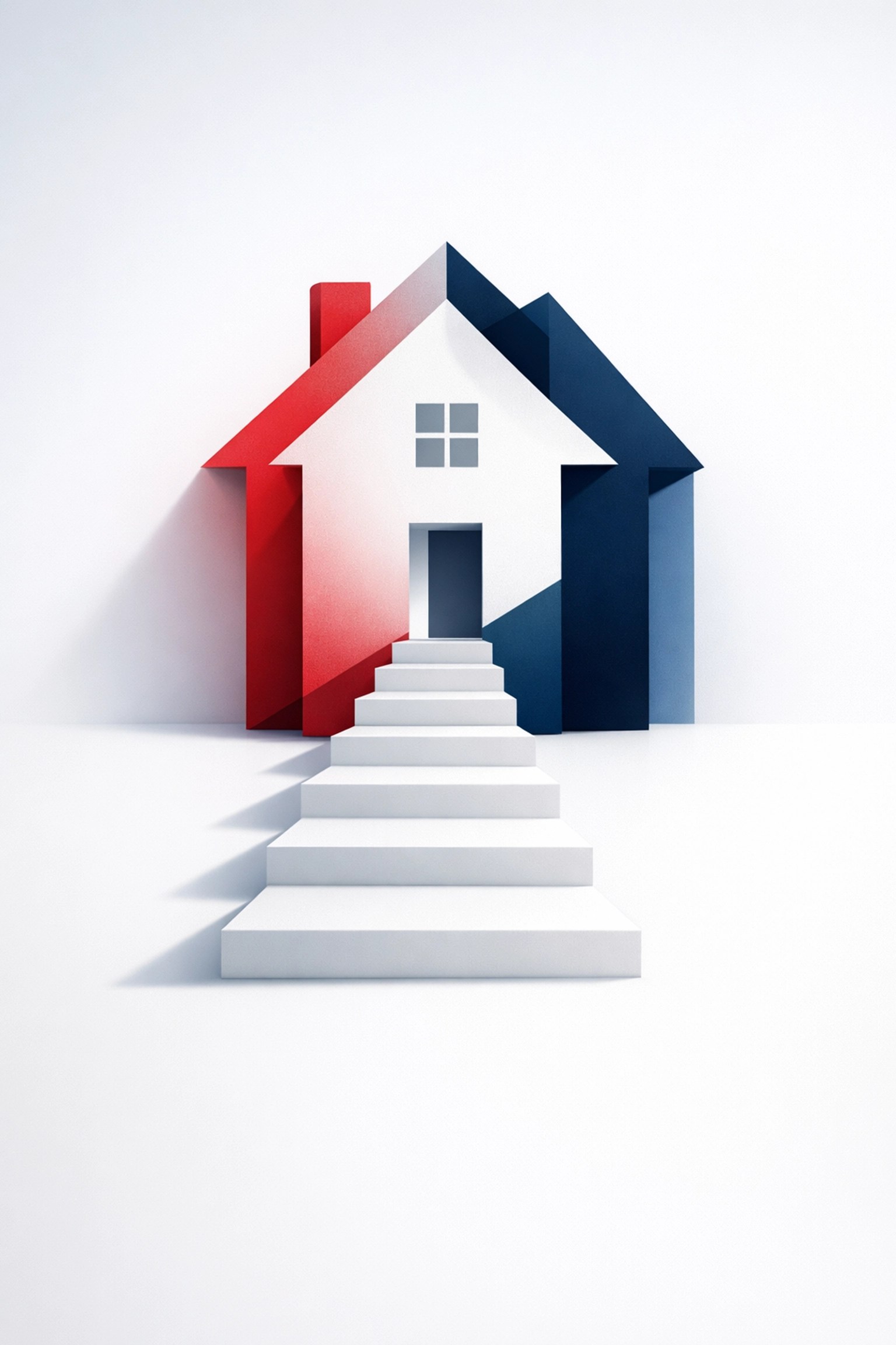 Patriotic house icon symbolizing homeownership stability for military families through the Hometown Hero Credit.