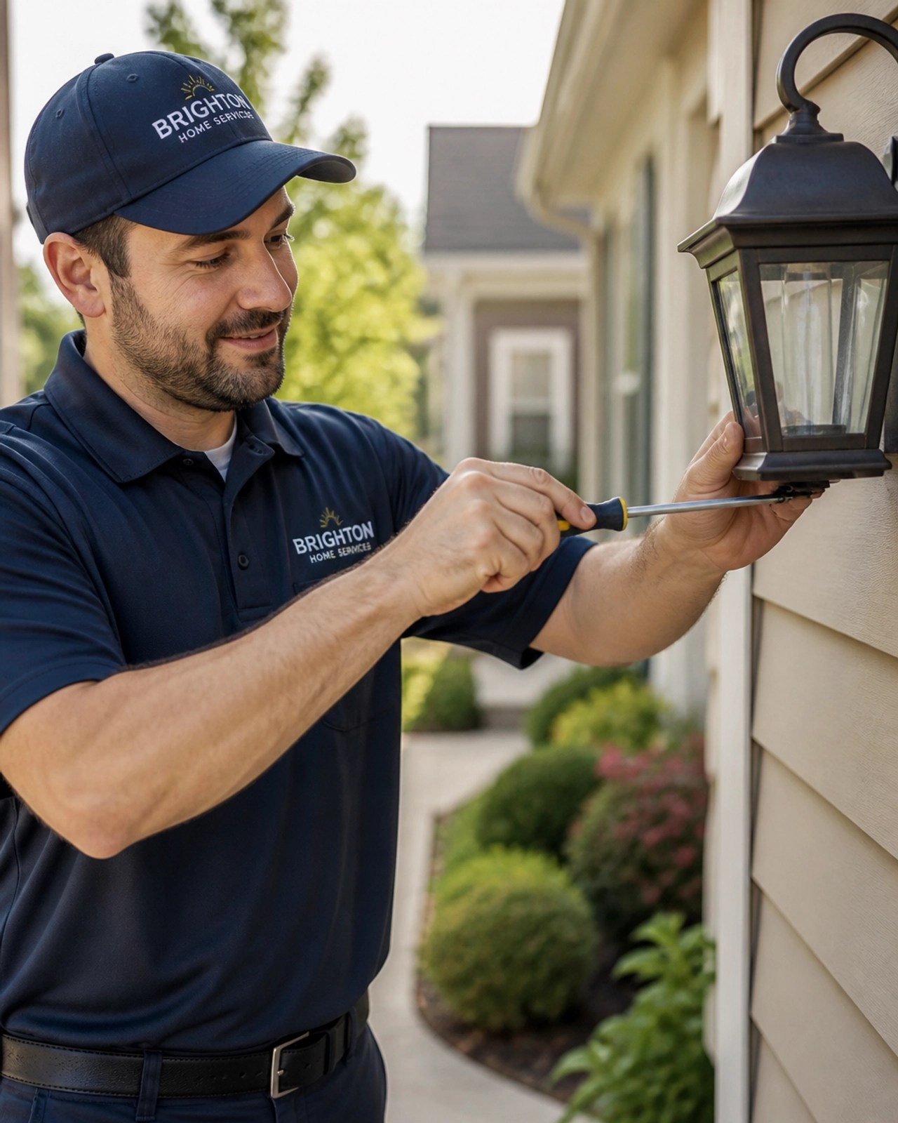 Maintenance technician performing proactive exterior repairs