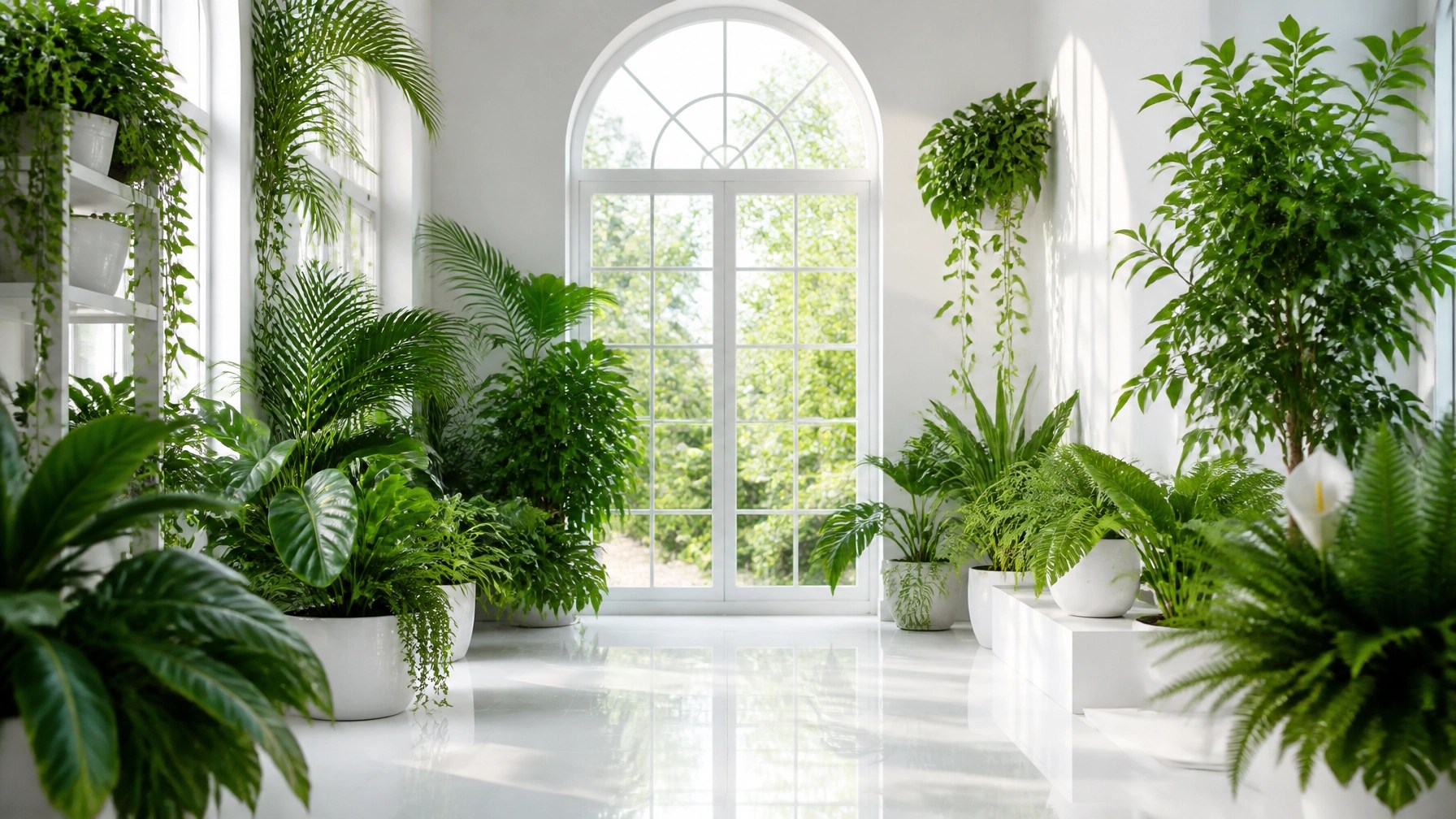 Serene indoor garden representing a healthy biological environment