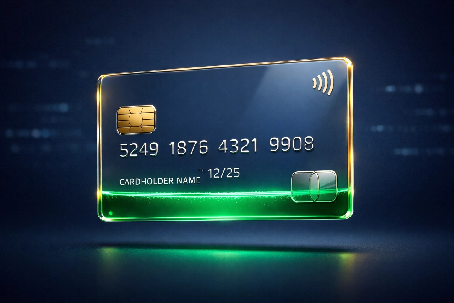 A glowing credit card with a low balance illustrating a healthy credit utilization ratio for debt management.