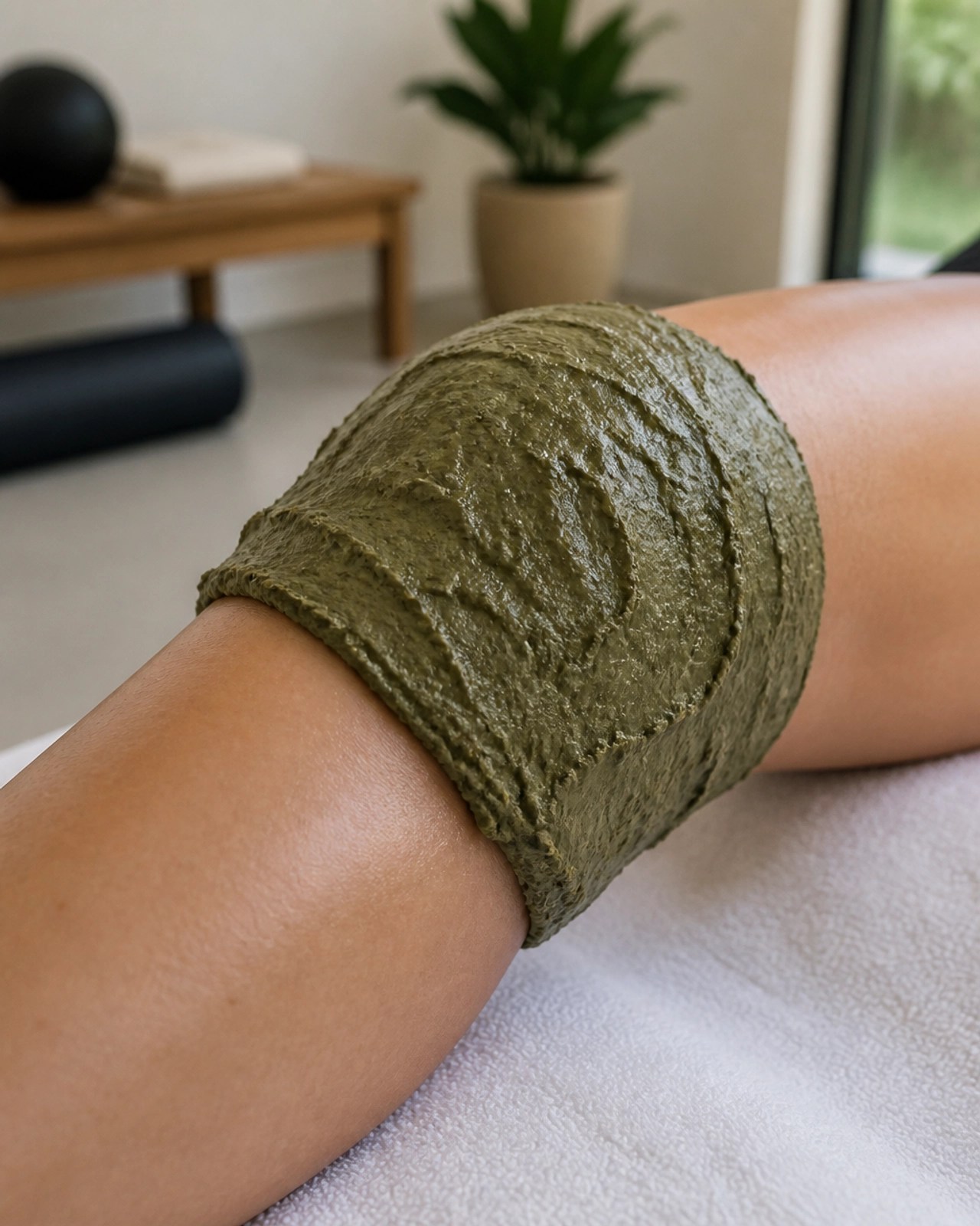 Athletic recovery using a green clay poultice on a joint
