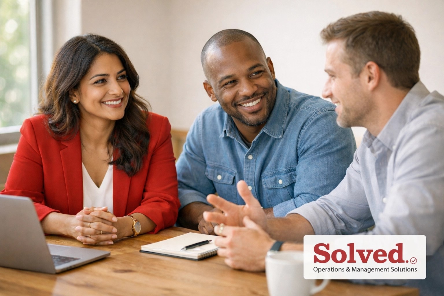 Diverse professional team collaborating in a modern office, representing high engagement and effective communication.