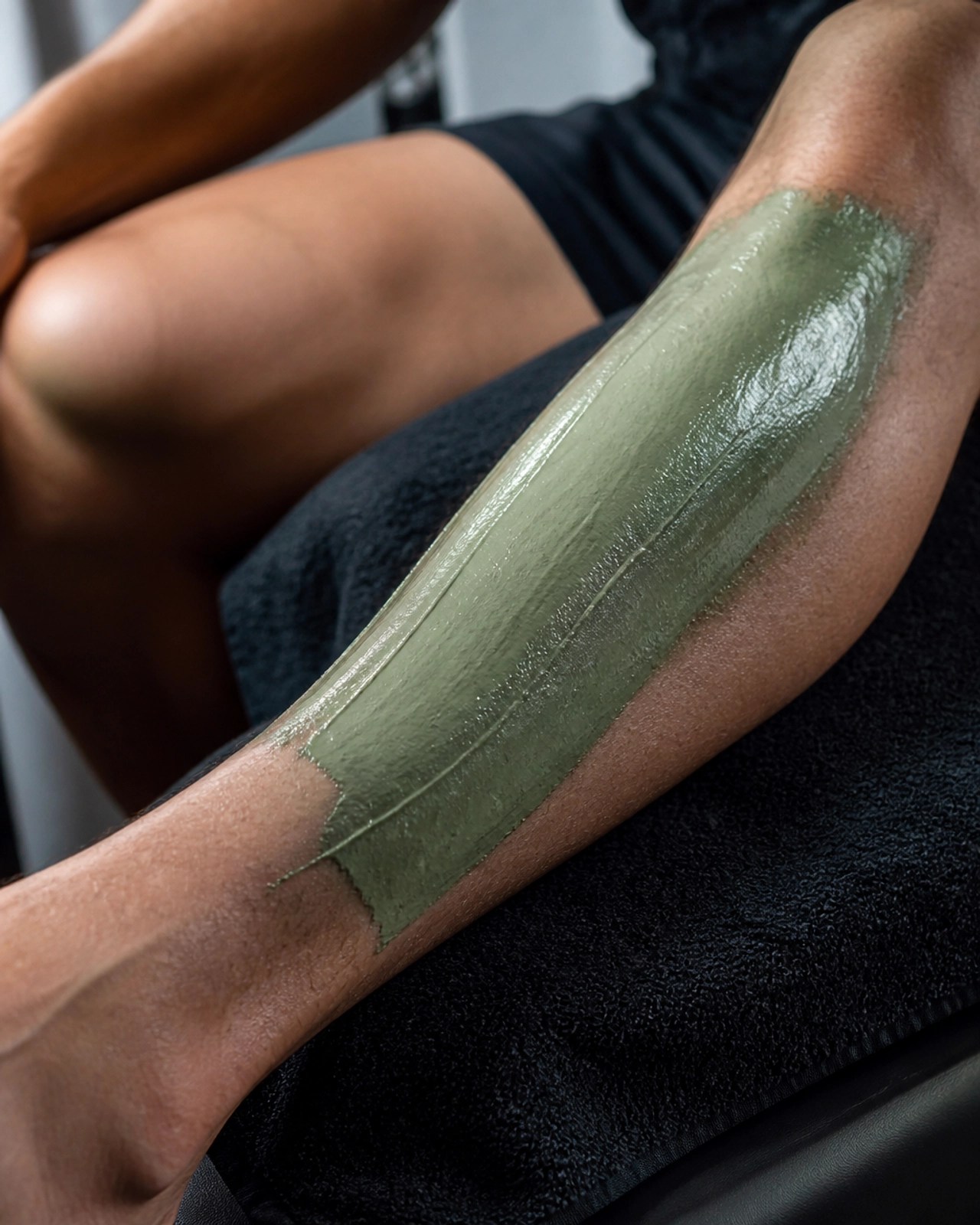 Clayer green clay application on skin