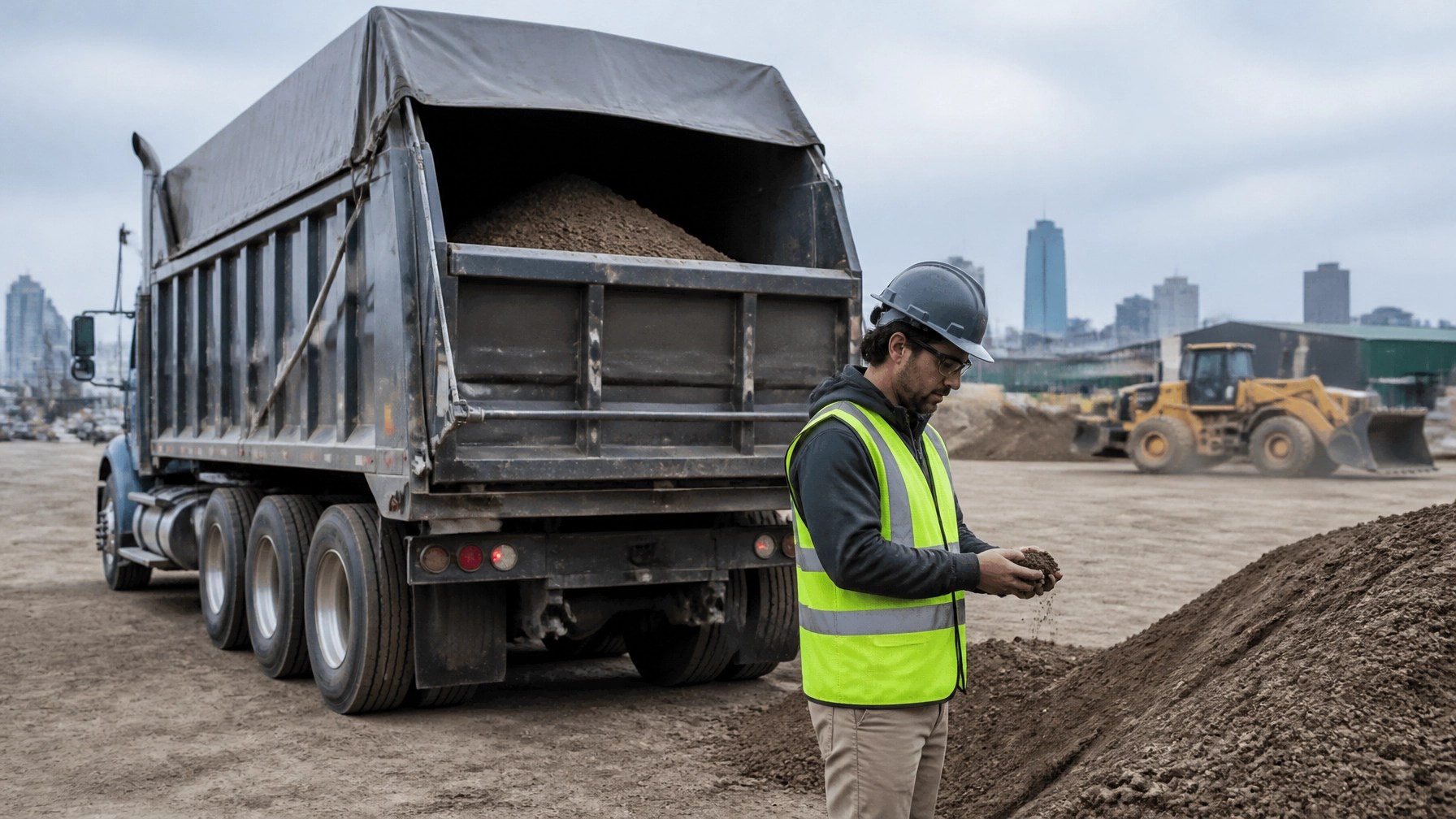 Clean native soil transfer operation at an organized NYC urban construction site